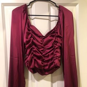 Ruched Satin Blouse